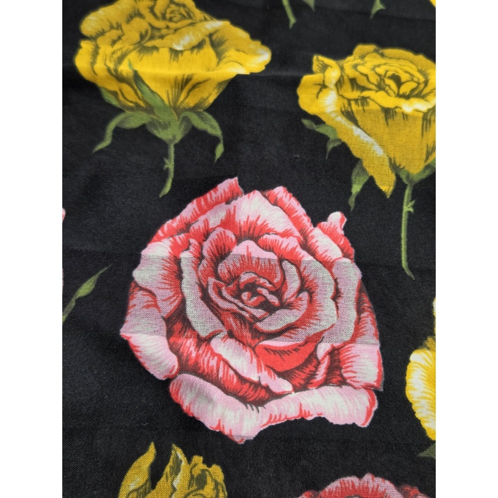 Kathie Lee Gifford Polyester Scarf Square Floral Black Yellow Pink 20x20 - Picture 2 of 10